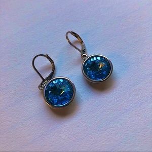 Swarovski Crystal Dangle Earrings- blue